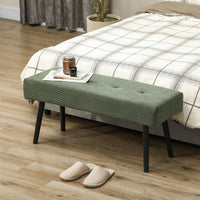 Gestoffeerde bank met ribfluwelen bekleding, bedbank met metalen poten, schoenenbank 100 x 36 x 45 cm groen (9)
