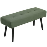 Gestoffeerde bank met ribfluwelen bekleding, bedbank met metalen poten, schoenenbank 100 x 36 x 45 cm groen (10)
