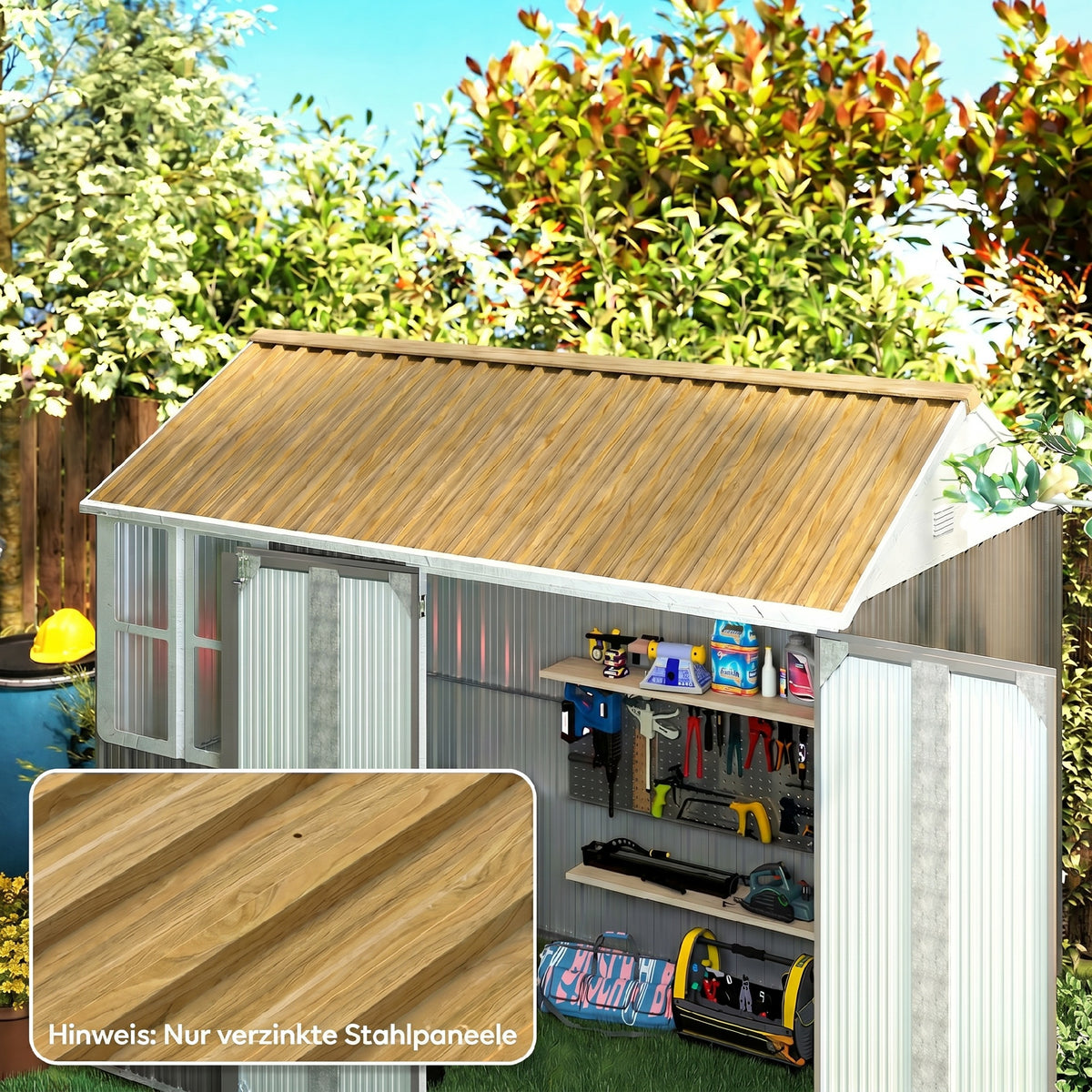 12 stuks trapeziumplaat 129x45cm 7m² verzinkt dakplaat 0,25 mm weerbestendig profielplaat natuurhout (2)