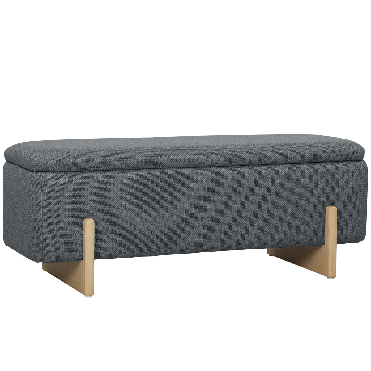 Hocker met opbergruimte, zitbank met schuimvulling, linnenlook, 111 x 44 x 44,5 cm, donkergrijs