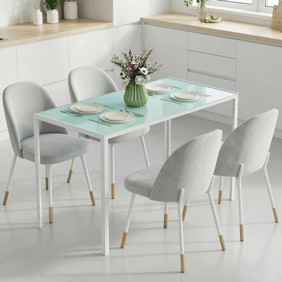 Eettafel keukentafel grote tafel, modern design, 120 cm x 60 cm x 75 cm, wit (2)