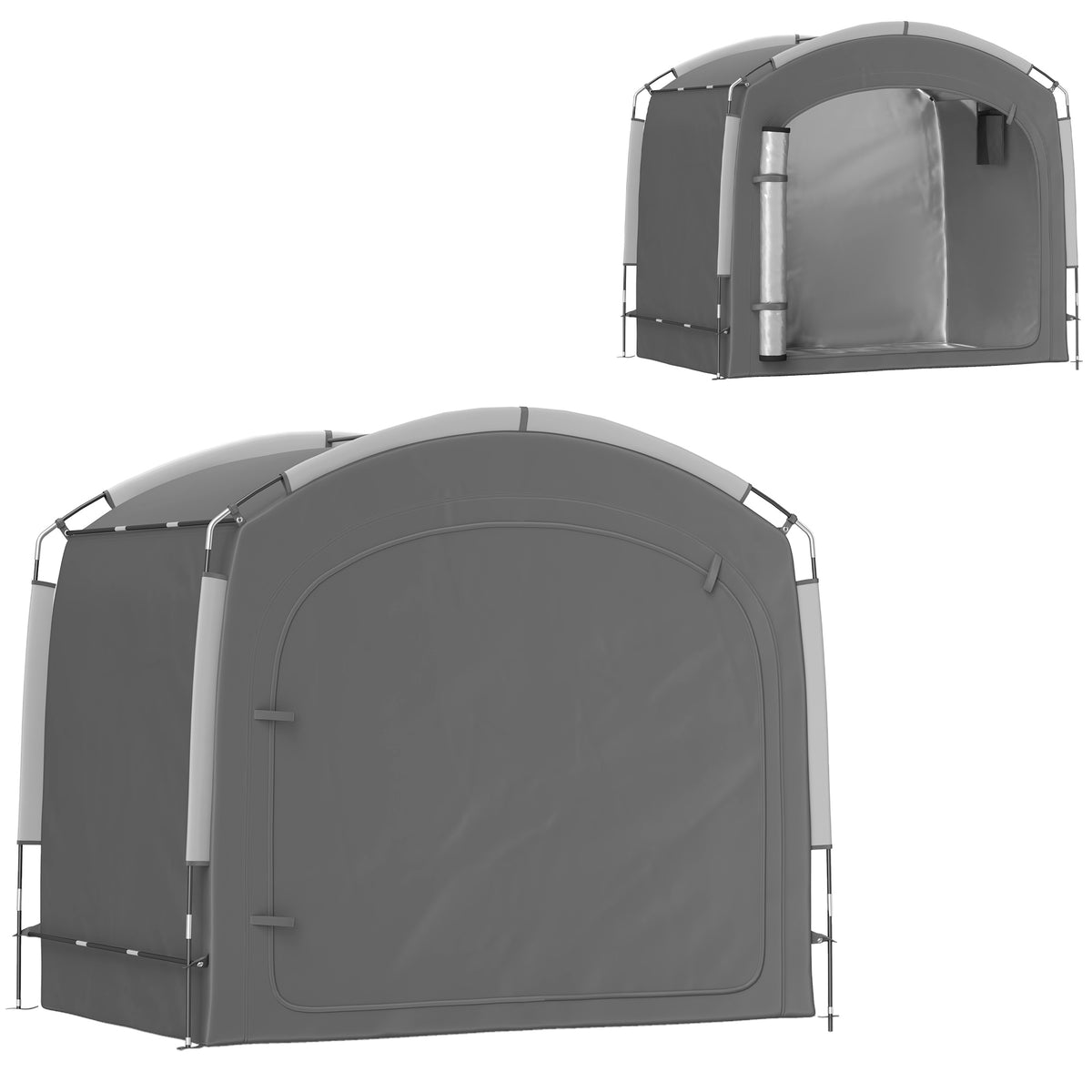 Fietsgaragetent draagbare fietshoes voor 3-4 fietsen met 2 zijvakken 205 x 140 x 188 cm donkergrijs