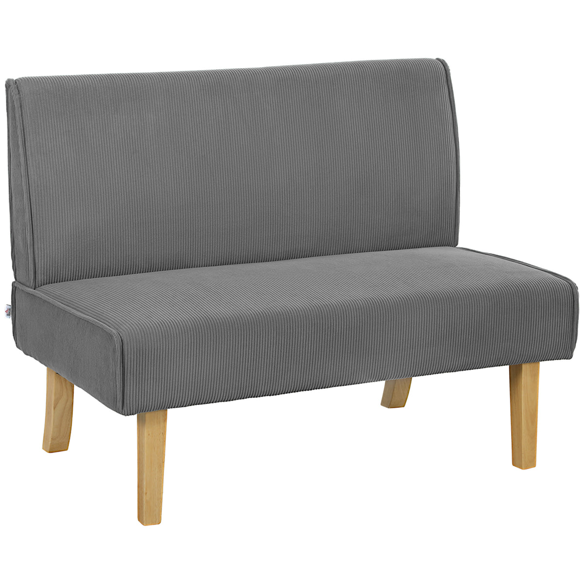 Tweezitsbank met ribstof bekleding, dikke bekleding en solide houten poten voor woonkamer, slaapkamer, kantoor