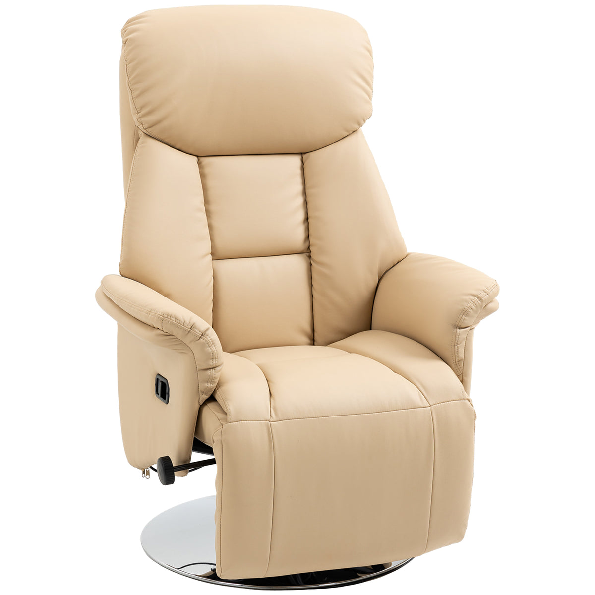 Relaxfauteuil, ligfunctie, lederlook, voetensteun, tot 150 kg, 78 x 80 x 109 cm, beige