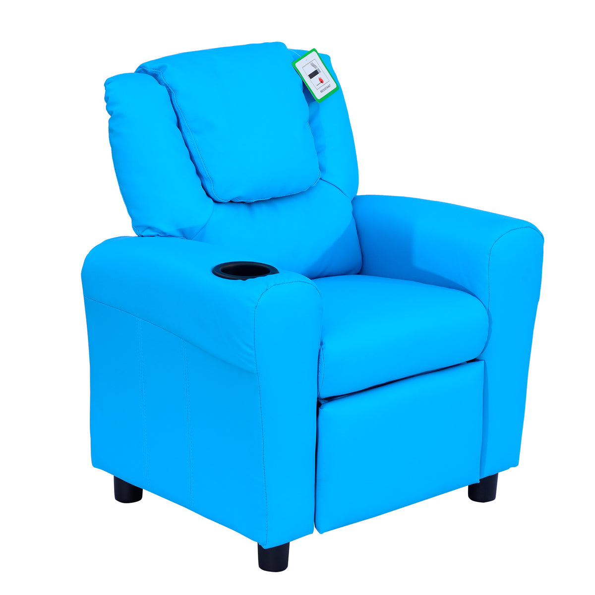 Kinderfauteuil met verstelbare rugleuning 62 x 52 x 69 cm massief houten frame blauw