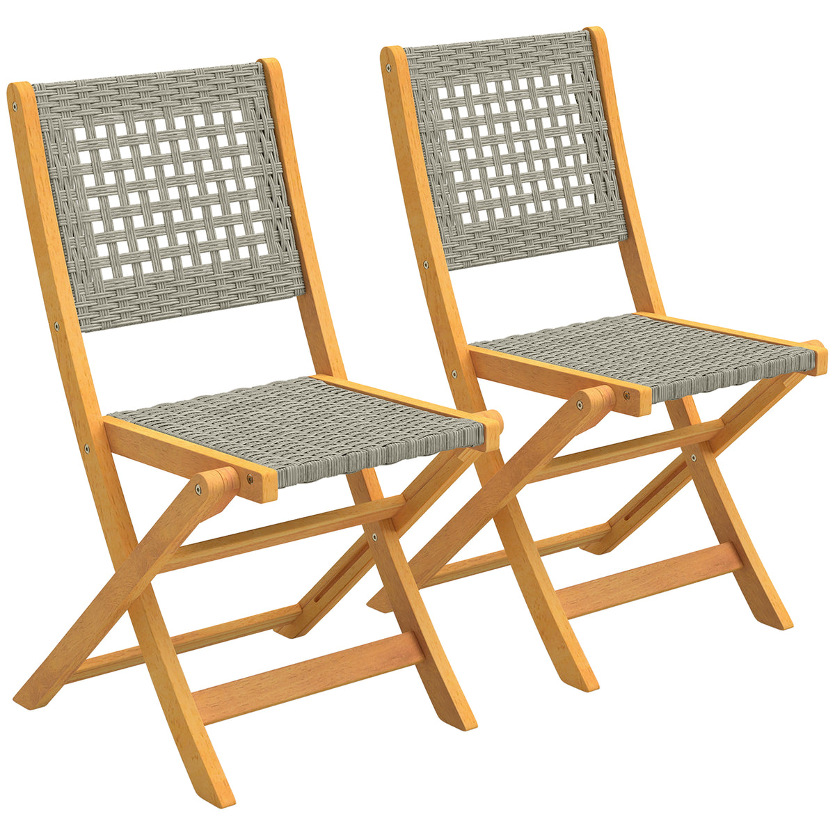 Tuinstoelen 2 stuks klapstoel met ademende zitting comfortabele zithoogte van massief hout & wicker