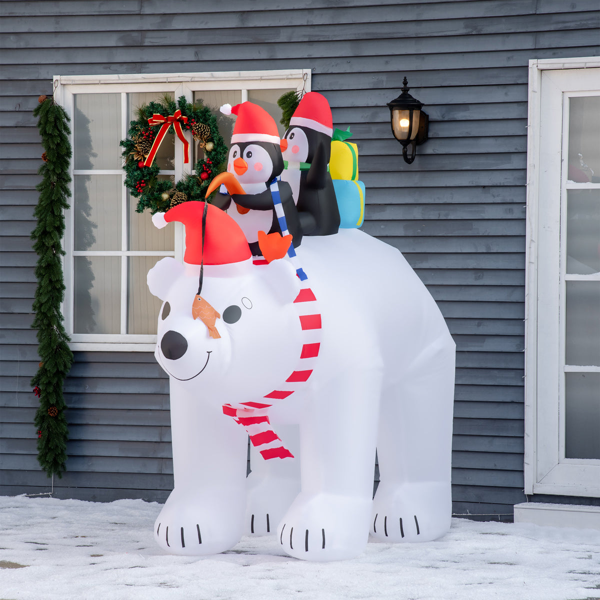 Opblaasbare kerstdecoratie Opblaasbare kerstfiguren, zelfopblazend incl. ventilator, 2 m, meerkleurig