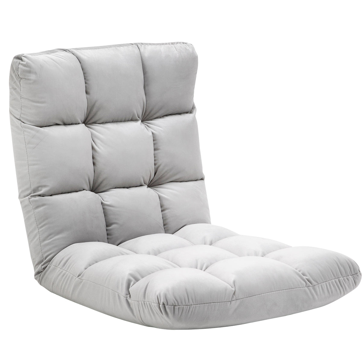 Vouwbare vloerstoel, vloerzetel met ligfunctie en verstelbare rugleuning, gestoffeerde relaxfauteuil voor