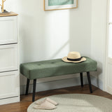 Gestoffeerde bank met ribfluwelen bekleding, bedbank met metalen poten, schoenenbank 100 x 36 x 45 cm groen (2)