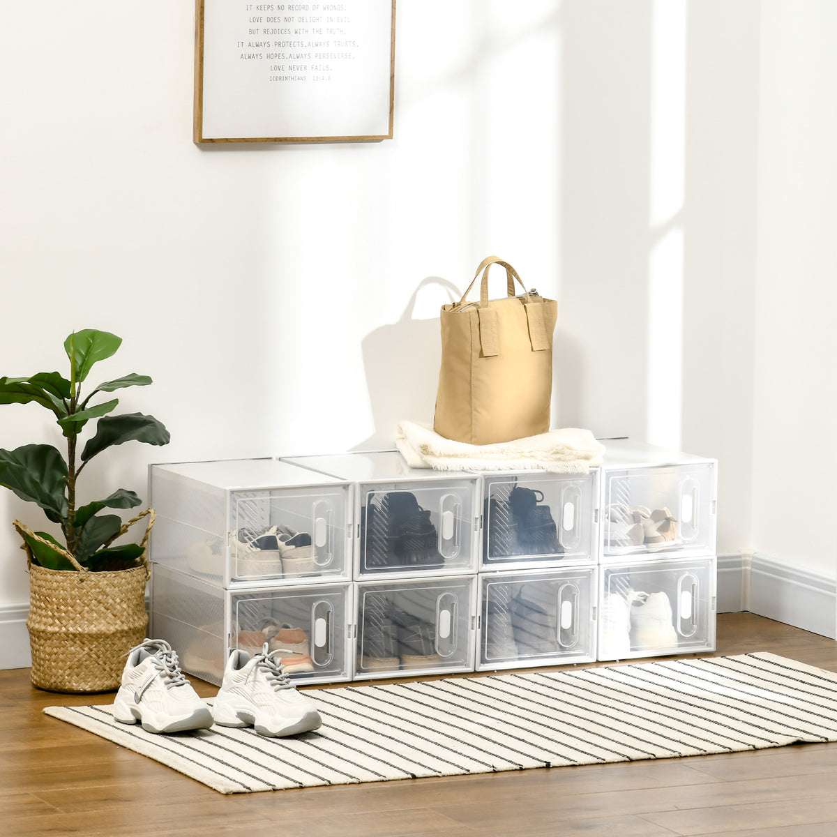 Modulair opbergsysteem met 8 vakken, steekrek, 25 cm x 35 cm x 19 cm, transparant (2)