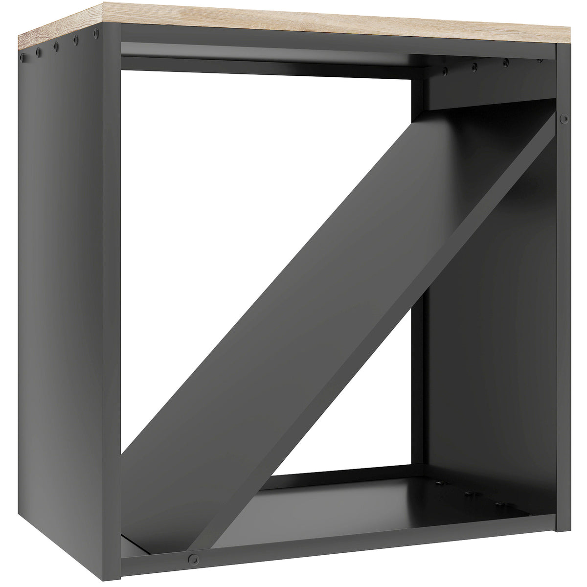 2-in-1 haardhoutrek voor binnen 58 x 36 x 60 cm verhoogd brandhoutrek met verdeler metaal zwart