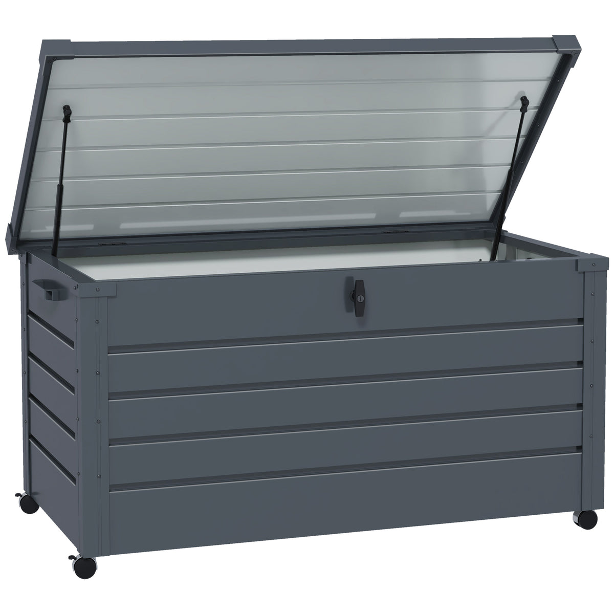 Buiten opbergbox, tuinbox, kussenbox, weerbestendig, 4 wielen, 100 x 62 x 65 cm, donkergrijs