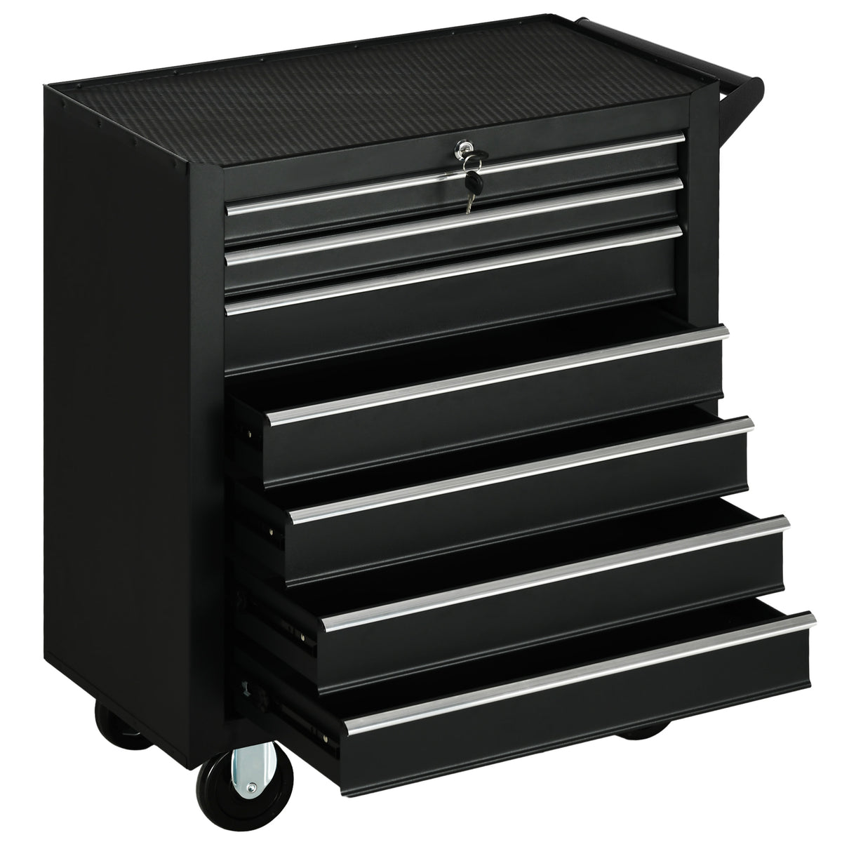 Gereedschapswagen, 2 kleine & 5 grote lades, staal, tot 150 kg, 69 x 33 x 75 cm, rood