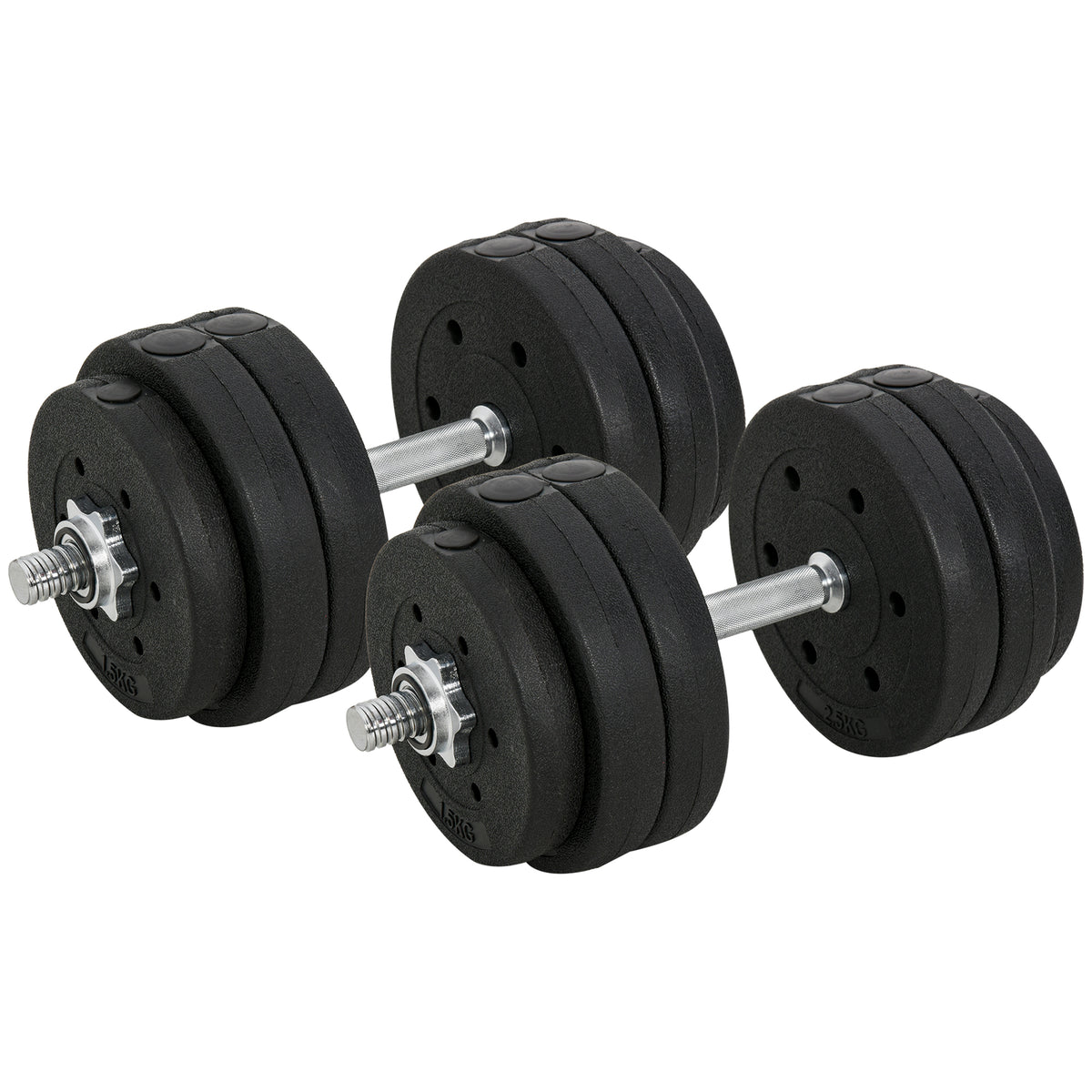 Halterschijvenset 30 kg, set met halterschijven voor thuis, kantoor, sportschool, staal, kunstleer, zwart