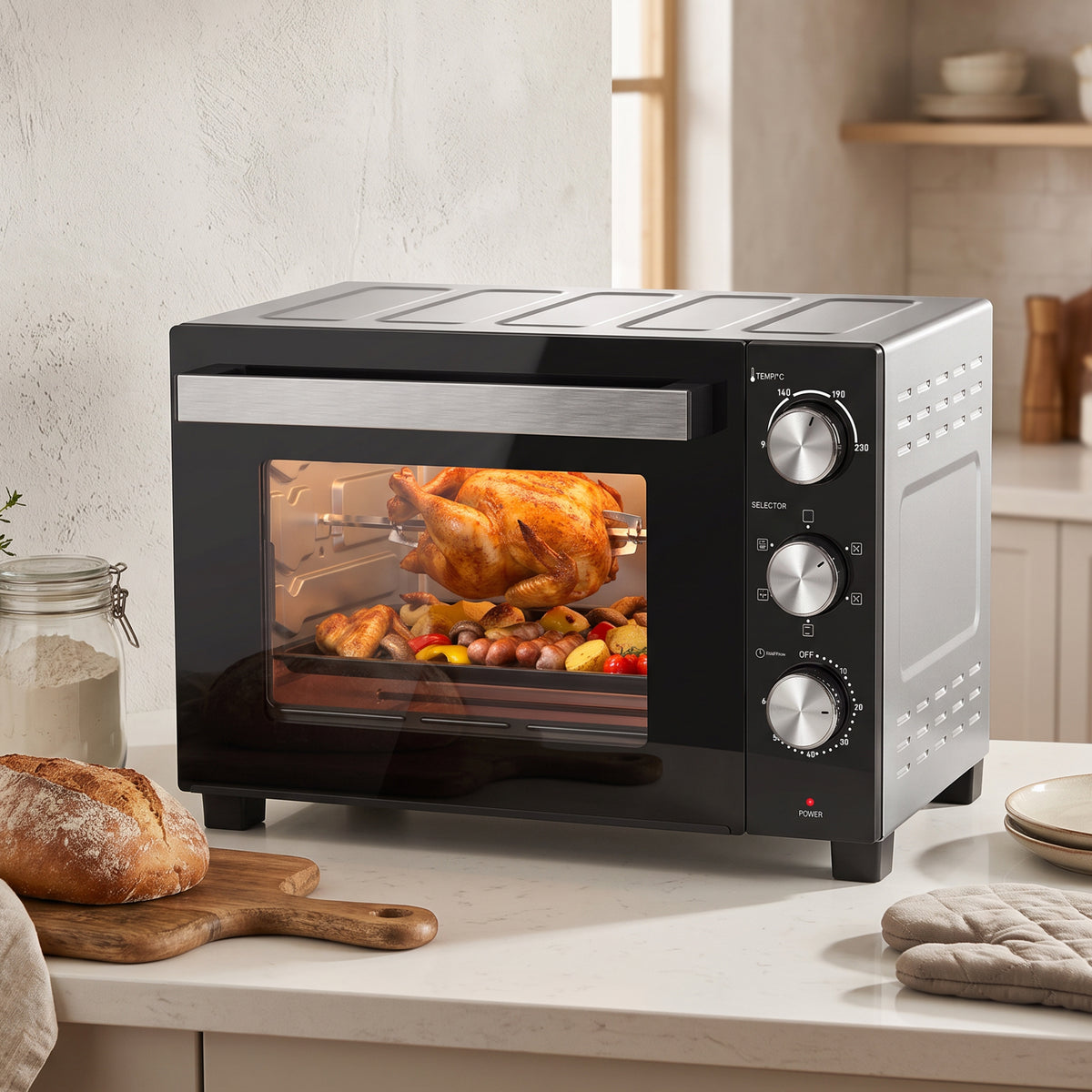 36 L minioven met hetelucht, 90–230 °C temperatuurregeling, 1500 W (2)