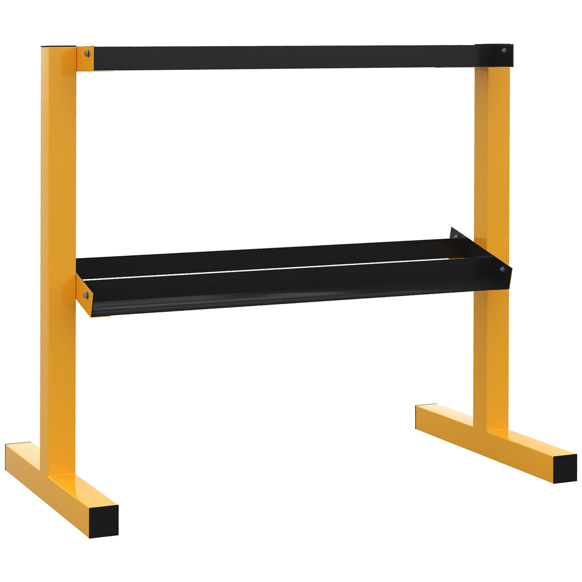 Halter voor dumbbells, tot 270 kg, 2 lagen, stalen frame, geel, 92,5 x 50,5 x 80,5 cm