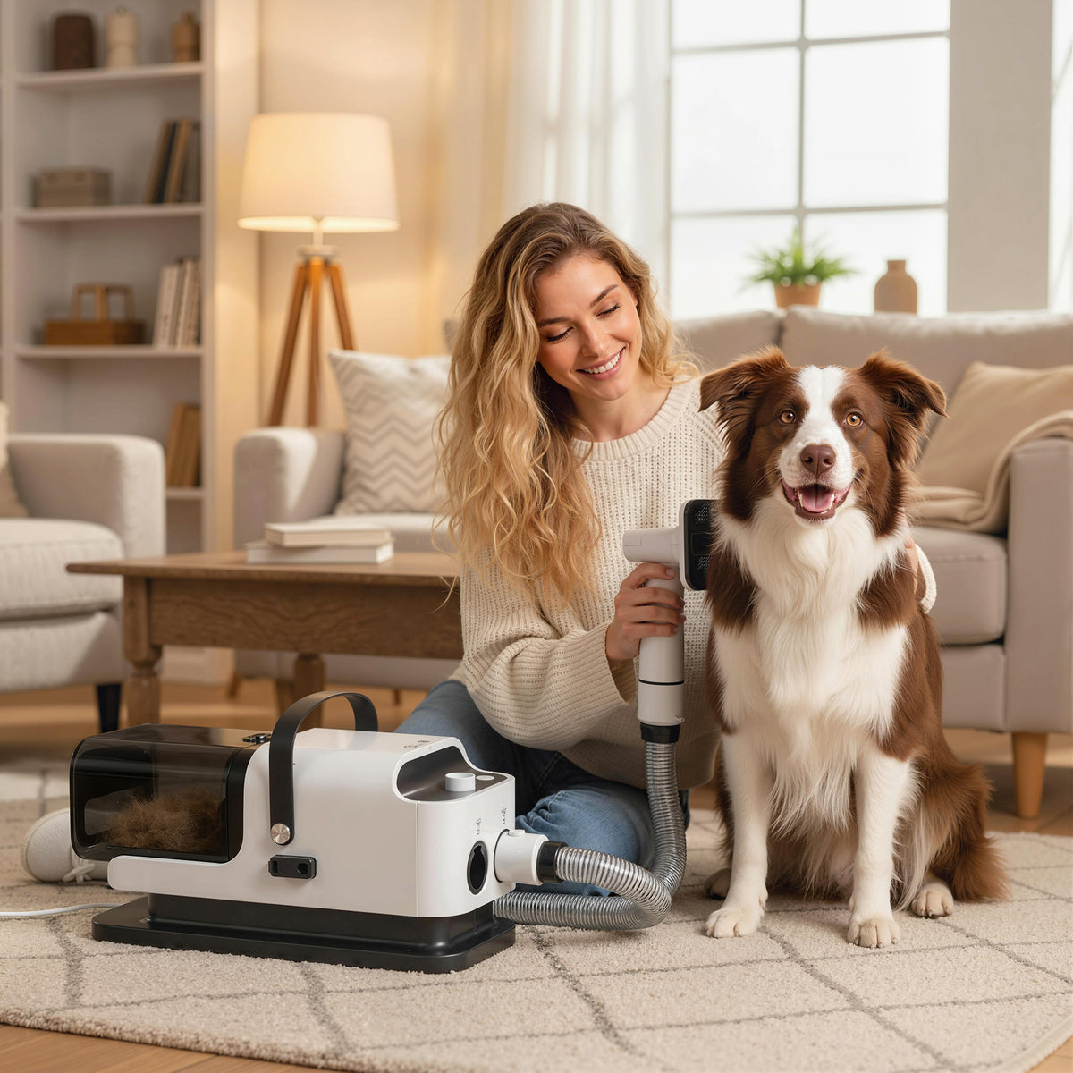 Hondentondeuse met stofzuiger, stille tondeuse met 5 verzorgingshulpmiddelen voor honden, katten en huisdieren (2)