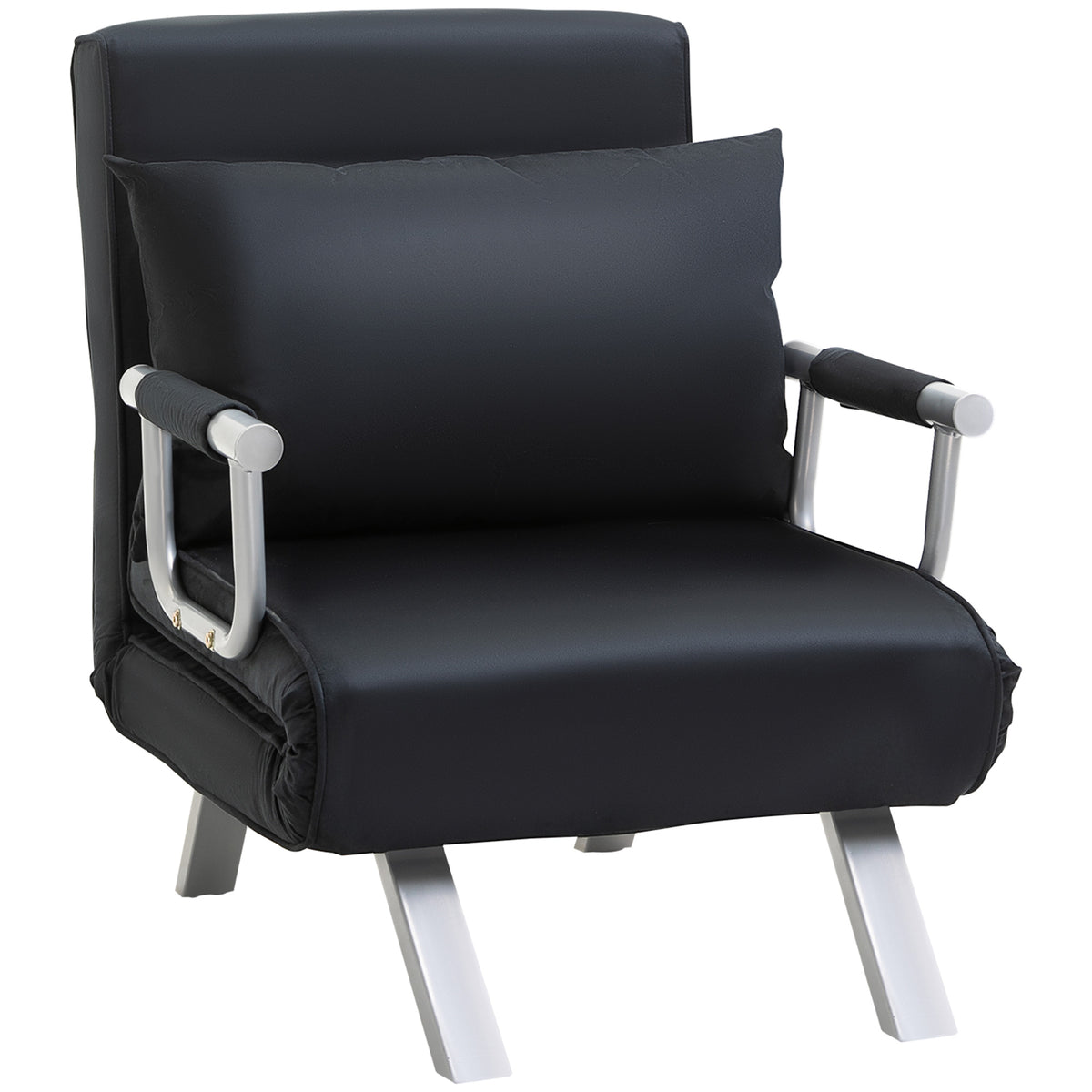 3-in-1 slaapbank, logeerbed, fauteuil inclusief kussen, zwart