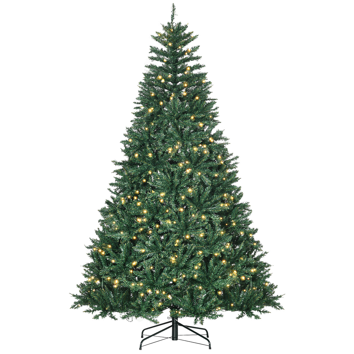Kerstboom, 700 warmwitte leds, 2154 takken, vlamvertragend, kunststof/metaal, 210 x 142 cm, groen