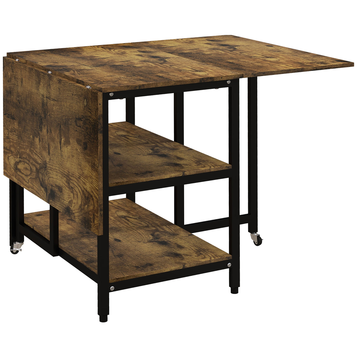 Eettafel klaptafel inklapbare eettafel, industrieel design, 140 cm x 80 cm x 75 cm, bruin + zwart