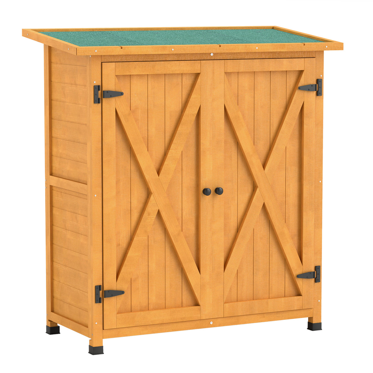 Tuinkast, houten gereedschapsschuur, weerbestendige gereedschapskast met 2 deuren, asfalt dak 110 x 55 x 117 cm