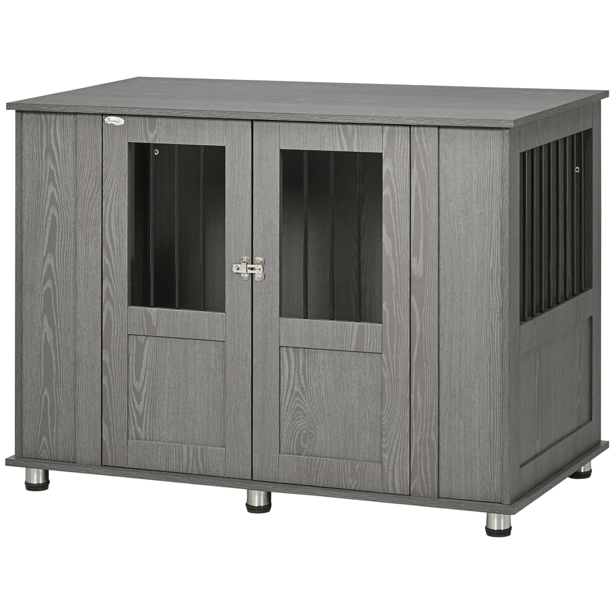 Hondenbench, 2 deuren, incl. vergrendeling, 116 cm x 60 cm x 87 cm, grijs