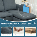 Hoekbank, 3-zitsbank met voetenbank, stoffen bekleding, L-vormige bankset, donkergrijs (8)