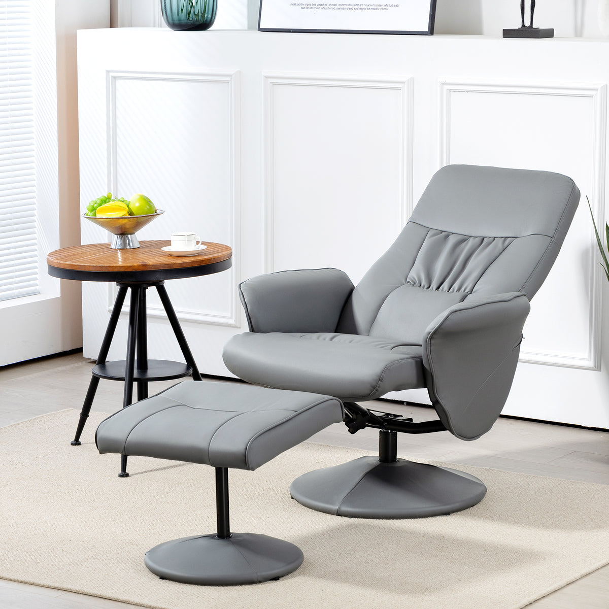 2-delige fauteuilset, fauteuil met voetenbank, relaxfauteuil met voetenbank, in hoogte verstelbaar, kantelbare (2)