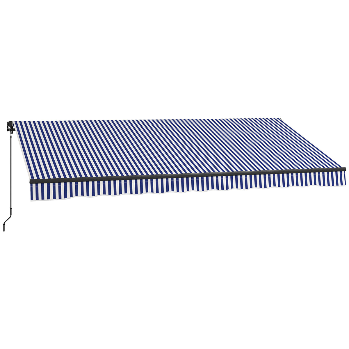 Zonneluifel, knikarmscherm, terrasluifel, incl. handkruk, weerbestendig, 396 cm x 300 cm, blauw + wit