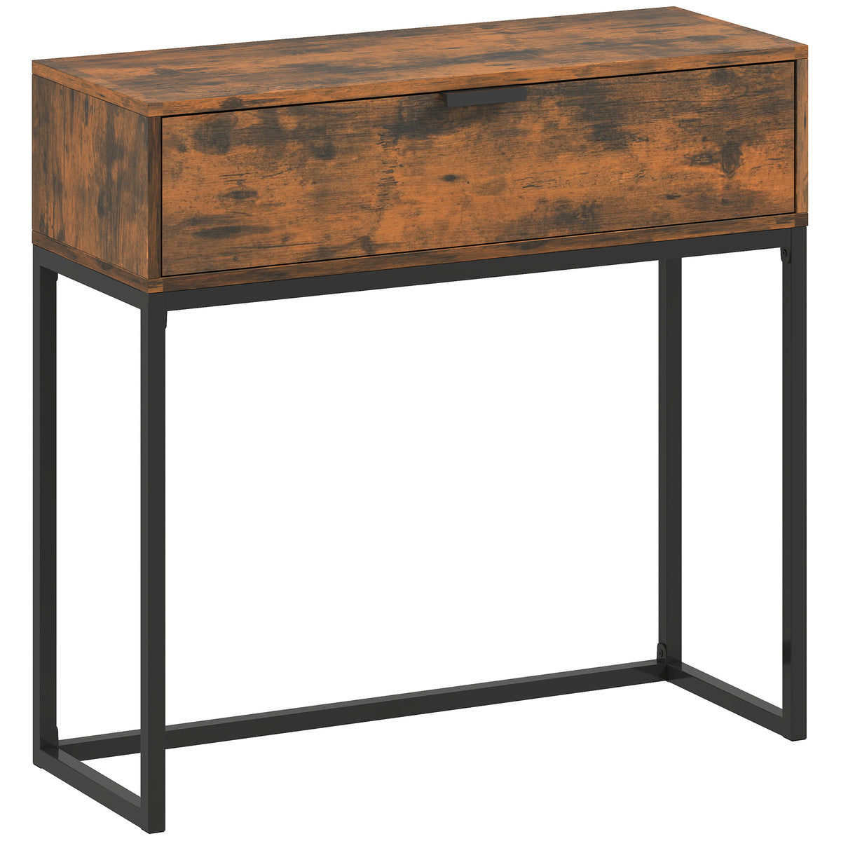 Sidetable haltafel met lade, industrieel design, gang woonkamer, 80x30x76 cm, zwart