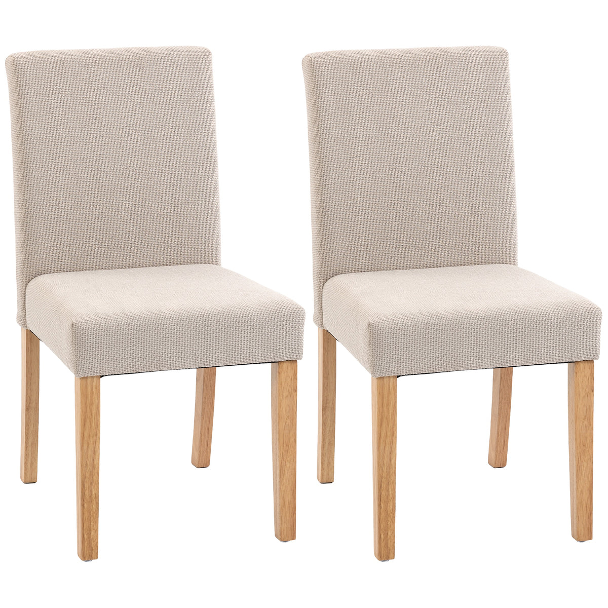 Eetkamerstoelen in 2-delige set, moderne linnen gestoffeerde stoelen met gevoerde zitting en rugleuning, poten