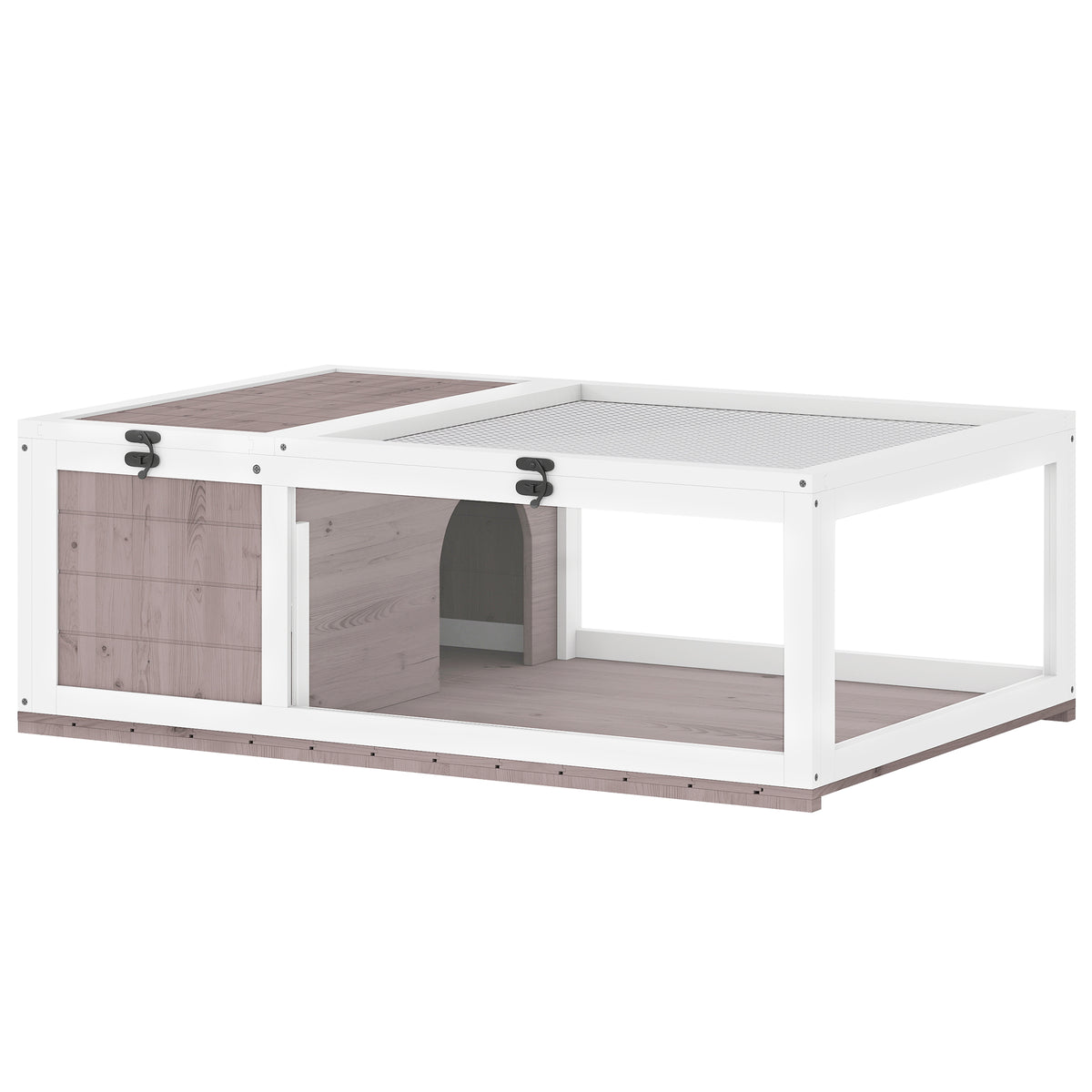 Houten schildpaddenverblijf schildpaddenren met hoofdverblijf en opklapbaar dak 91x60,5x32 cm, bruin