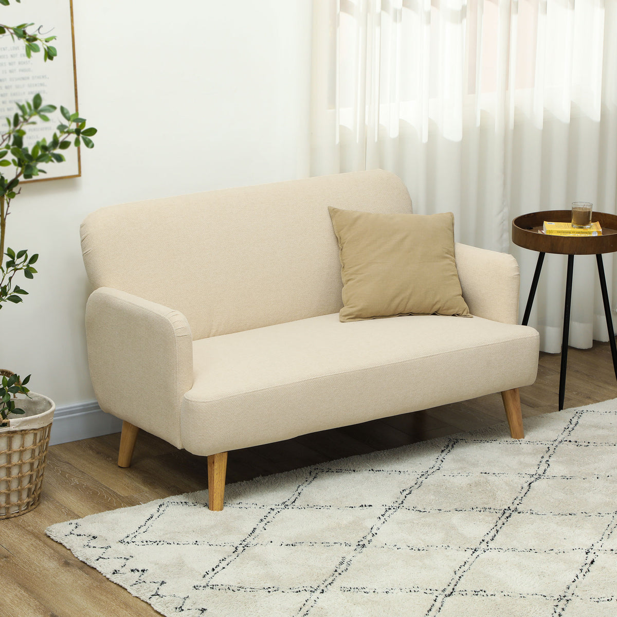 Tweezitsbank, compact, huidvriendelijke bekleding, tot 240 kg, 130x74x79 cm, crèmewit (2)