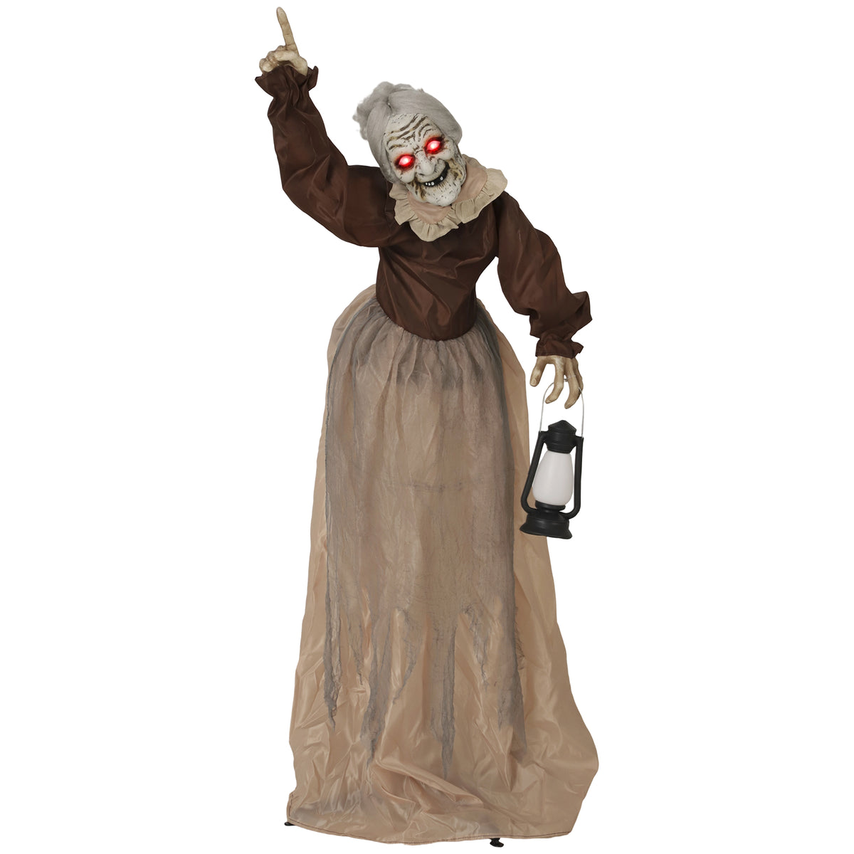 150 cm Halloween-decoratie Halloween-heks met ledverlichting, geluidsfunctie, verstelbare armen en hoofd