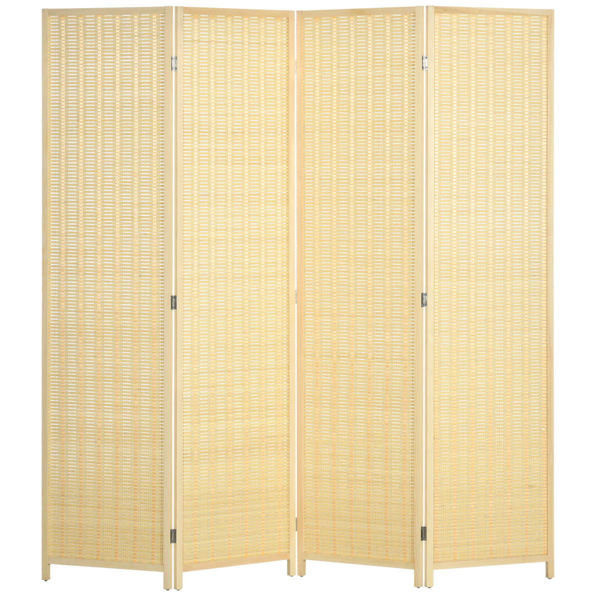 4-delige ruimteverdeler, 180 x 180 cm, opvouwbaar privacyscherm van bamboe en katoen voor woonkamer, slaapkamer