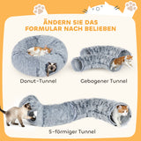 Kattentunnel, pluche, kussen, opvouwbaar, metalen frame, kattenhol, lichtgrijs (4)