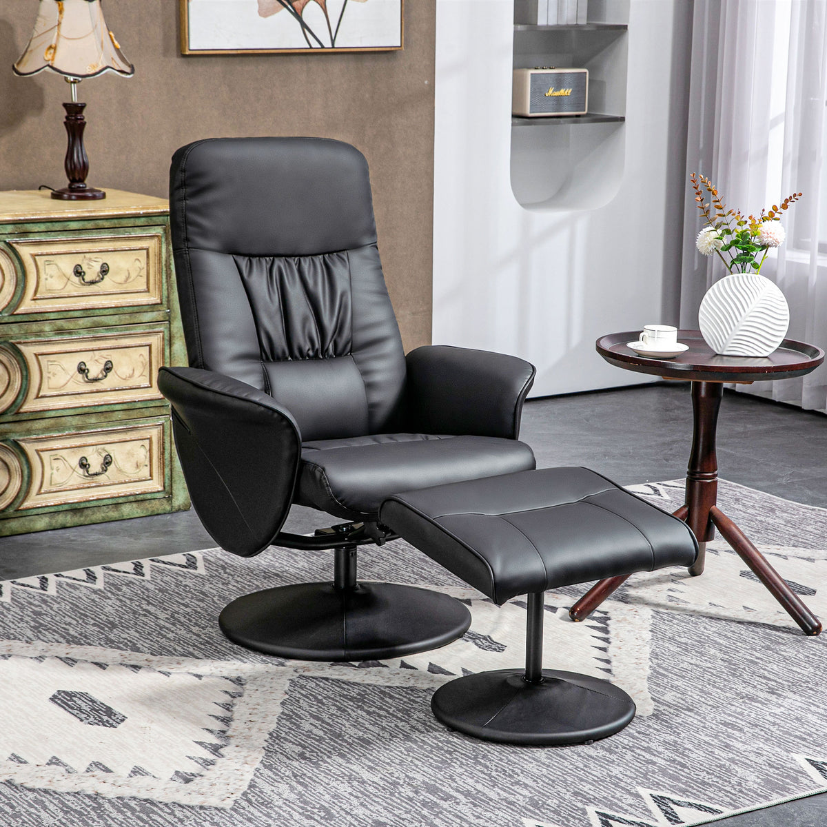 2-delige fauteuilset, fauteuil met voetenbank, relaxfauteuil met voetenbank, in hoogte verstelbaar, verstelbare (2)