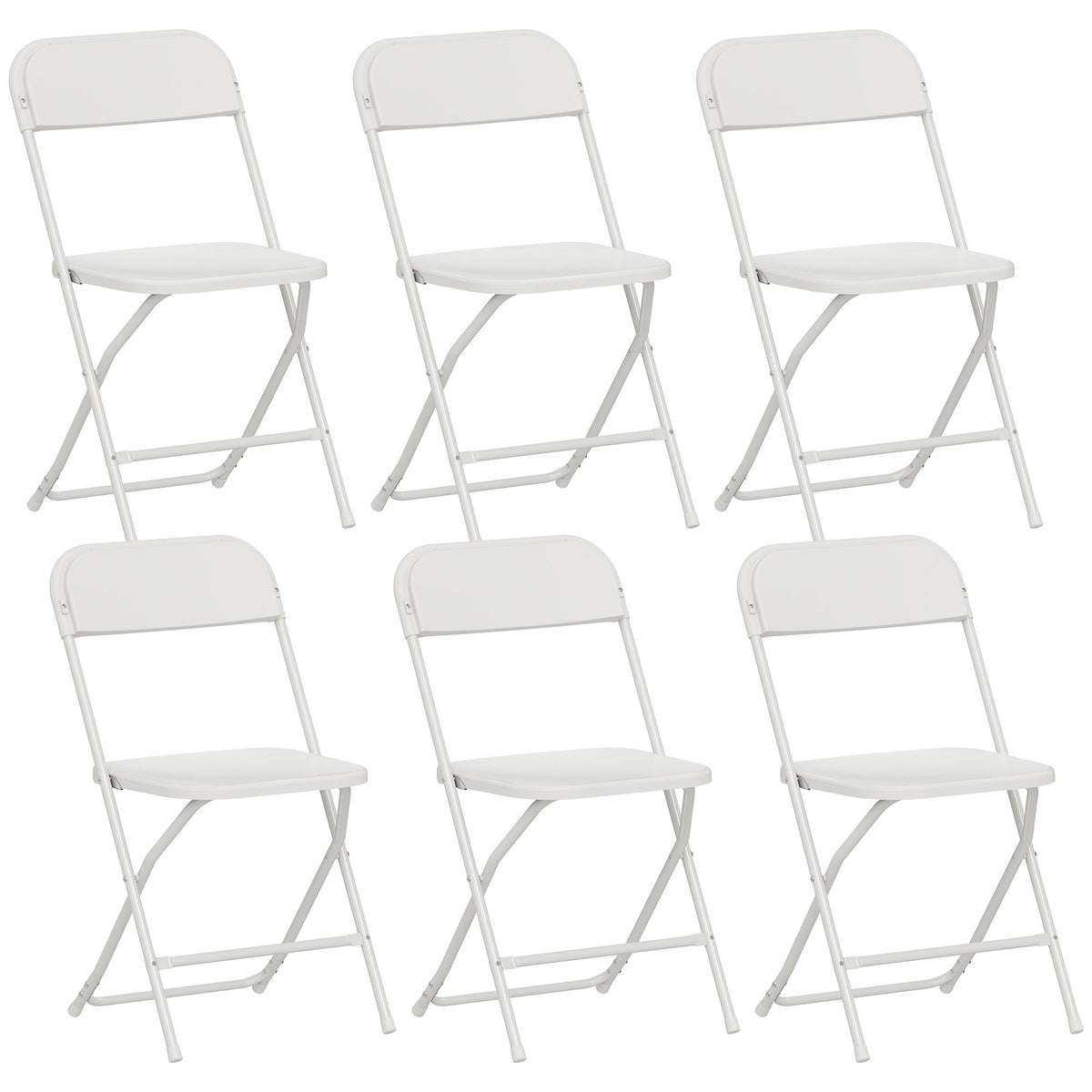 6-delige set klapstoelen, inklapbare stoelen met afwateringsgaten, stalen frame, veelzijdig inzetbaar, wit