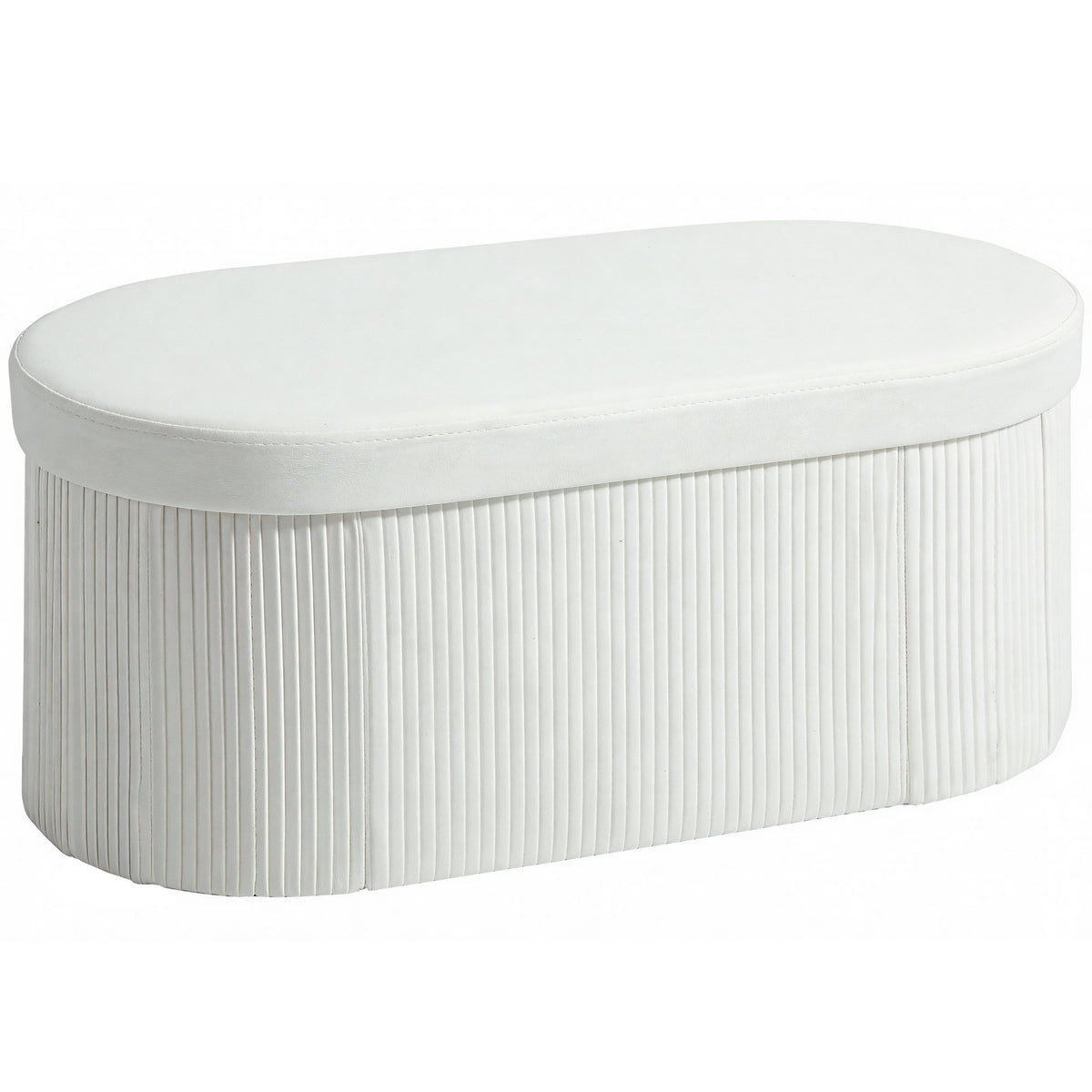 Opbergbank inklapbaar, gestoffeerde bank met fluweel-look voor woonkamer 76 x 38 x 35 cm crème
