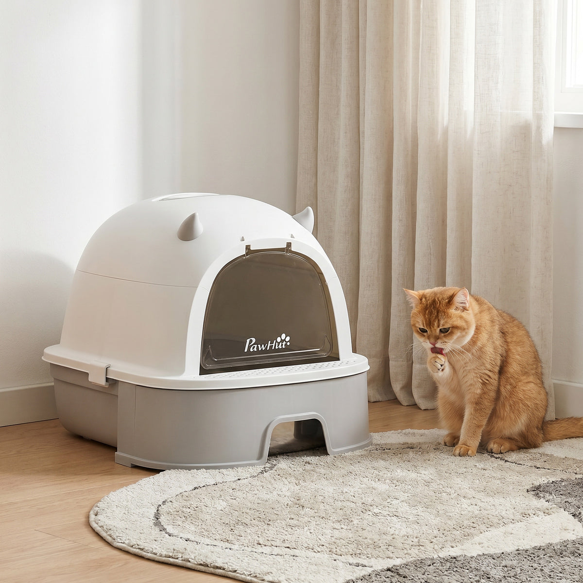 Roestvrijstalen kattentoilet met afneembaar deksel, schepje & actieve koolstoffilter voor kleine tot middelgrote (2)