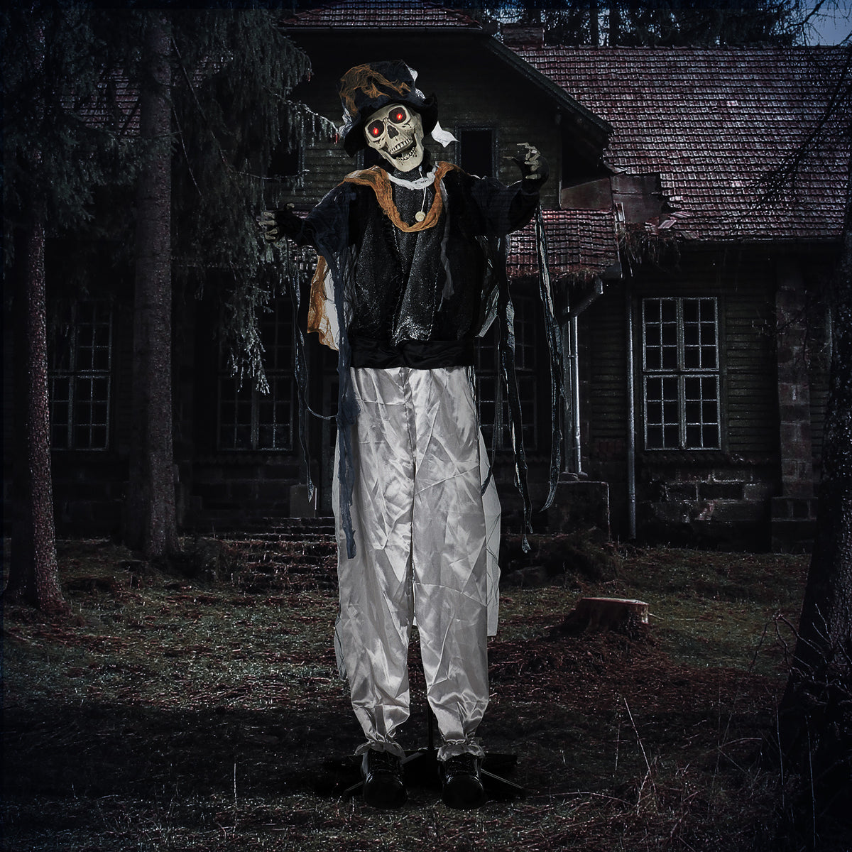 Halloween-geest, Halloween-decoratie, geluidsfunctie, met bewegingssensor en led-lampjes, 101 cm x 64 cm x 178 (2)