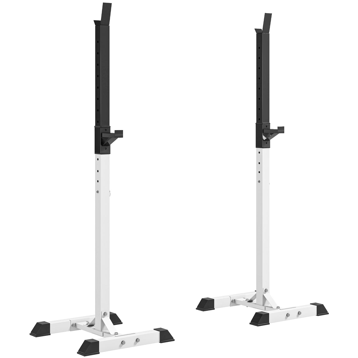 Halterstandaard, set van 2, belastbaar tot 150 kg, in hoogte verstelbaar, staal, wit+zwart, 52 x 48 x 160 cm