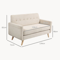 Tweezitsbank, comfortabel, 134x71x82 cm, beige (3)