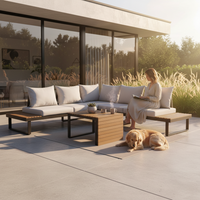 Gartenmöbelset MARBELLA mit Ecksofa und Tisch GRAU – Produktabbildung 3