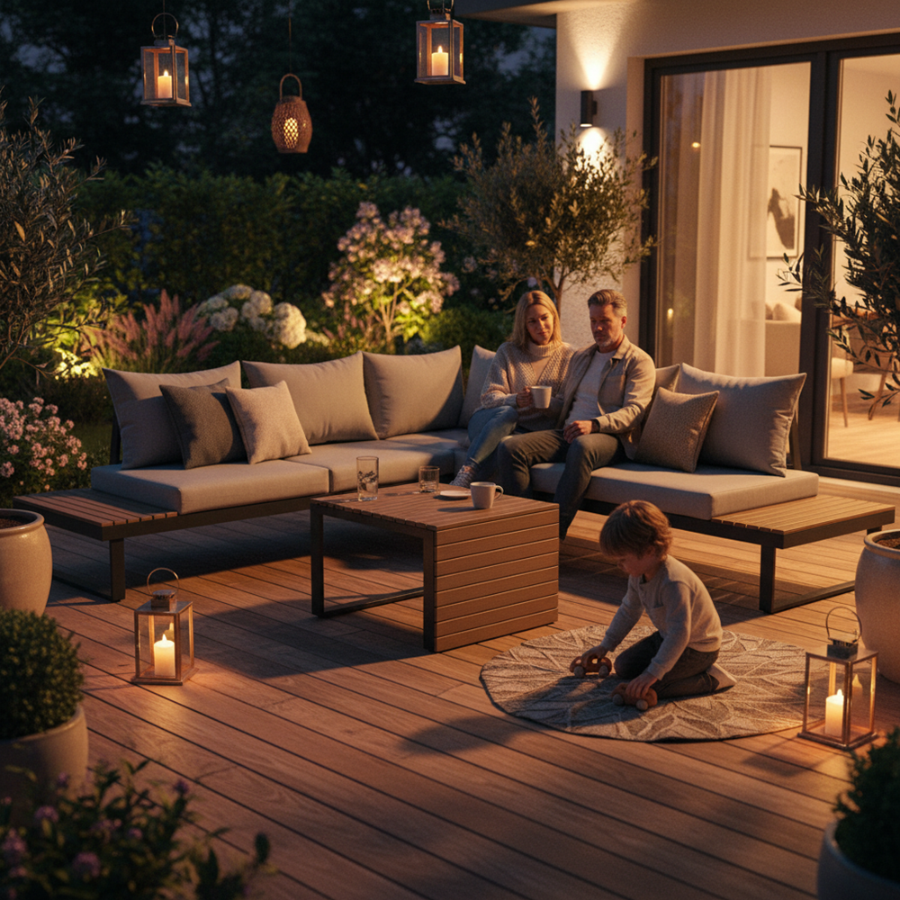 Gartenmöbelset MARBELLA mit Ecksofa und Tisch GRAU – Produktabbildung 8