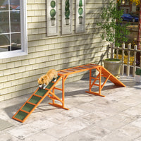Agility hondenhelling, parcours, antislip, weerbestendig, hout, 335 x 55 x 60 cm, oranje (10)