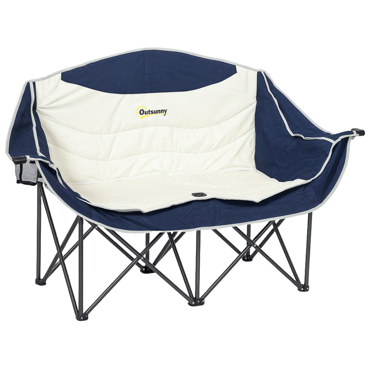 Opvouwbare 2-persoons campingstoel met bekerhouder en draagtas, belastbaar tot 250 kg, blauw