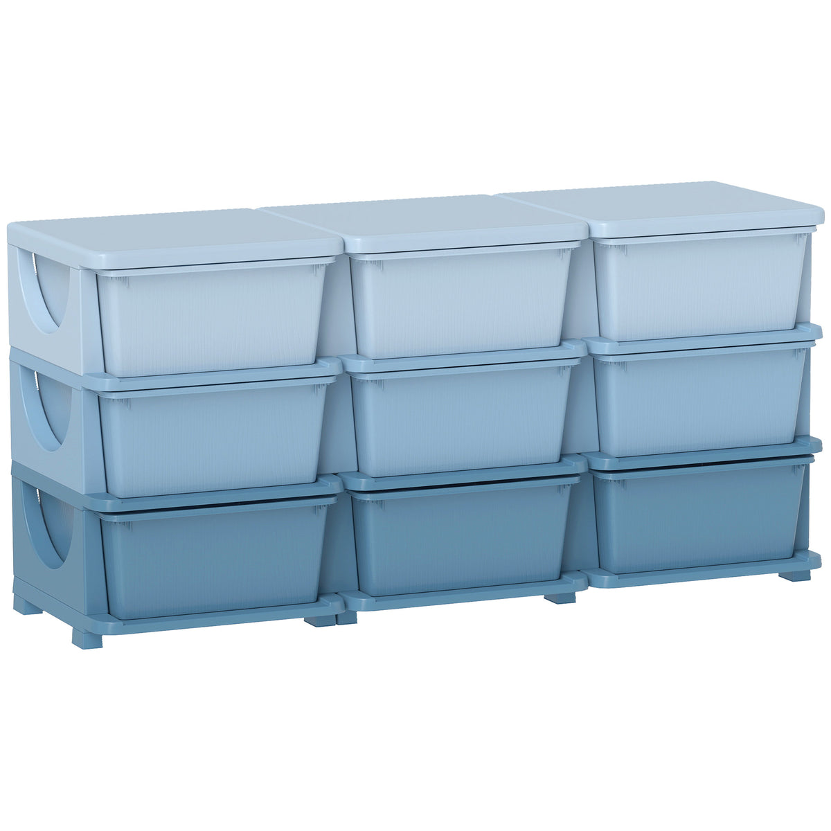 Opbergdoos voor kinderen, kinderopbergdoos, 9 laden, blauw