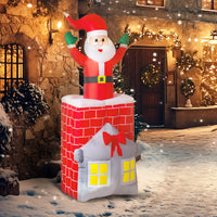 Opblaasbare kerstdecoratie, kerstman in schoorsteen, leds, ventilator (10)
