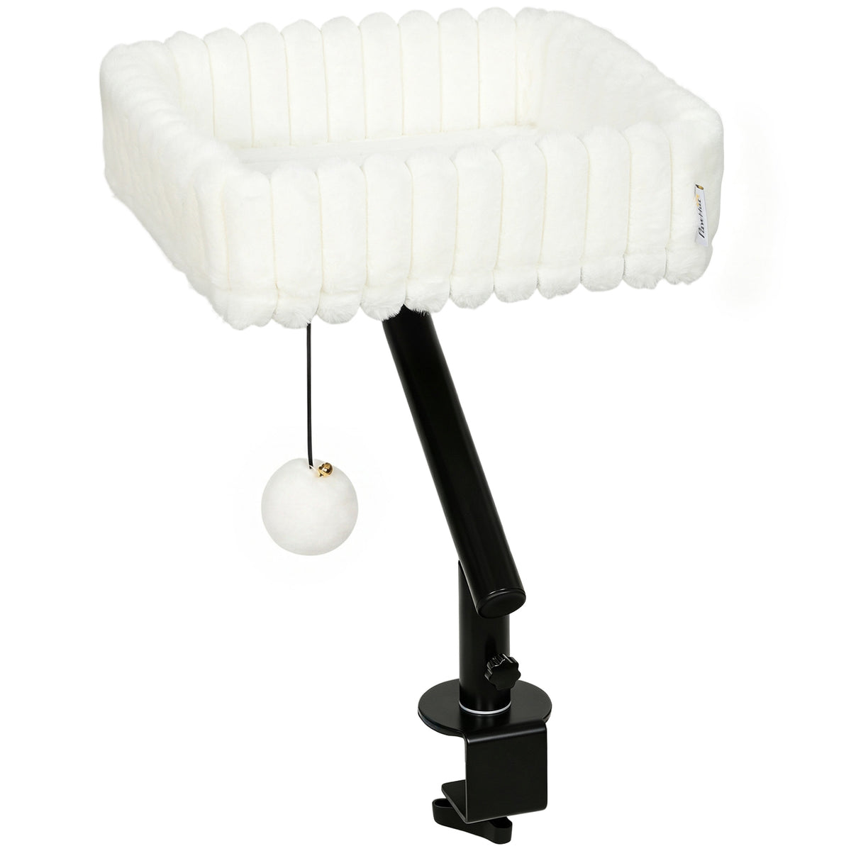 Kattenbureau-bed, kattenmand voor bureau met 360°-rotatie, hangende bal en verstelbare klem voor katten onder 6